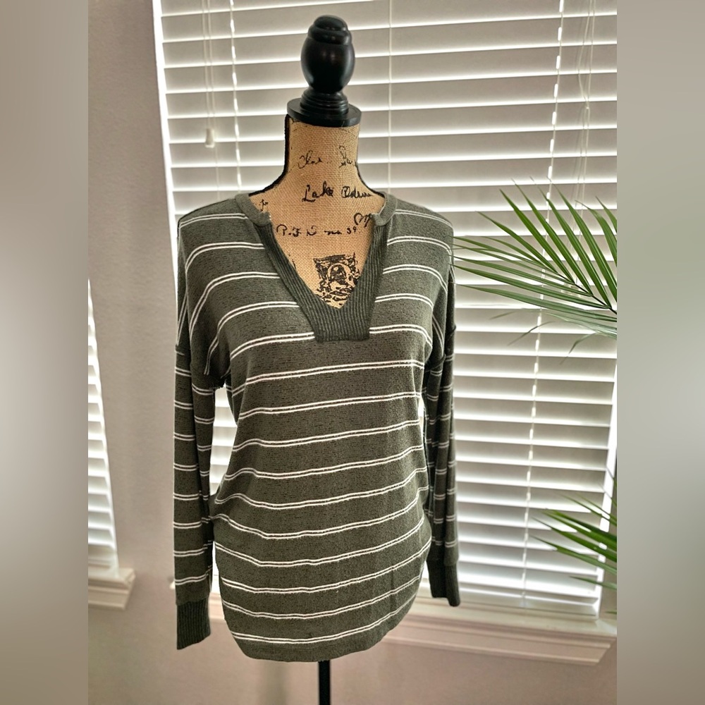 Daytrip Green Striped Long Sleeve